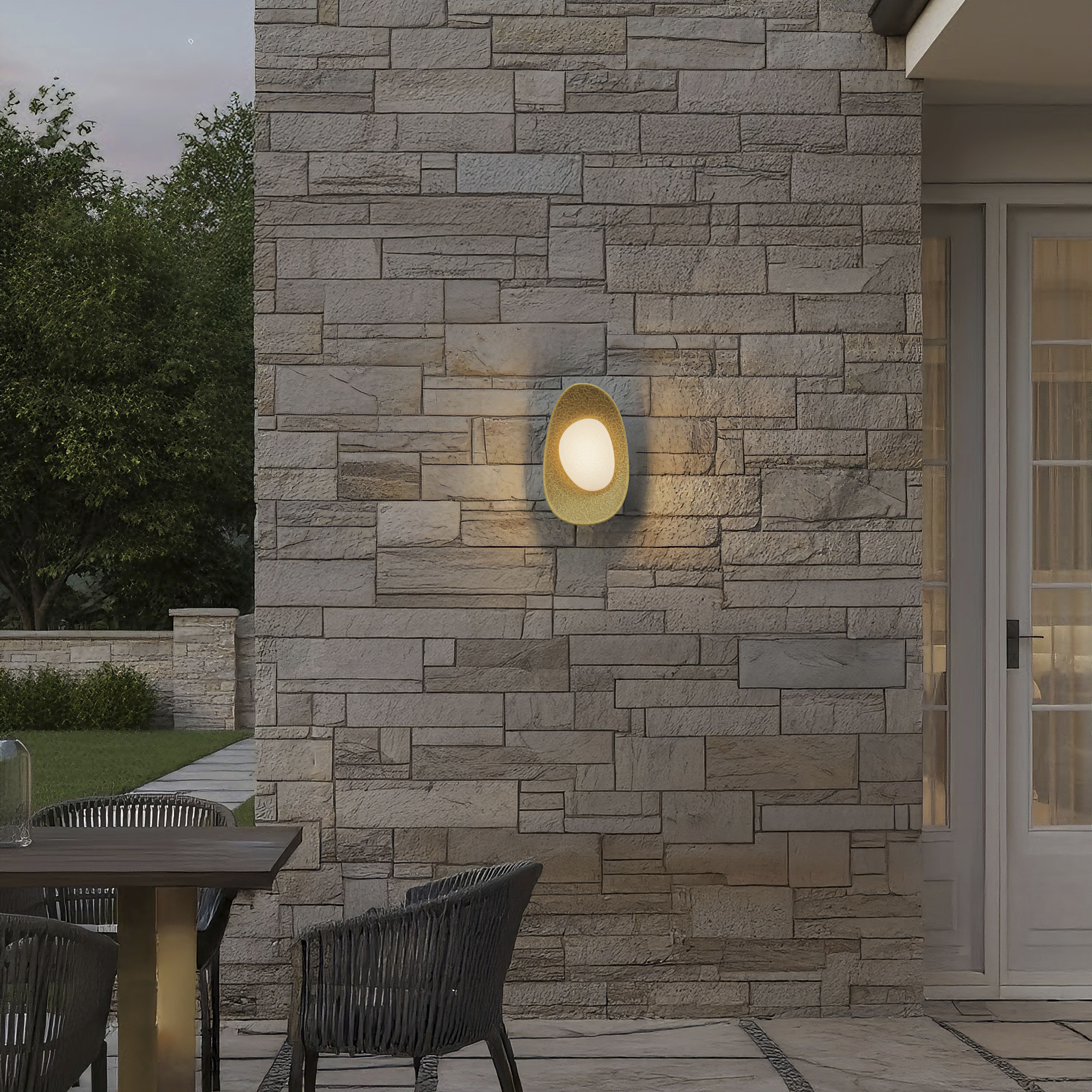 Organic LED 13.5 inch Painted Antique Brass Outdoor Wall Sconce